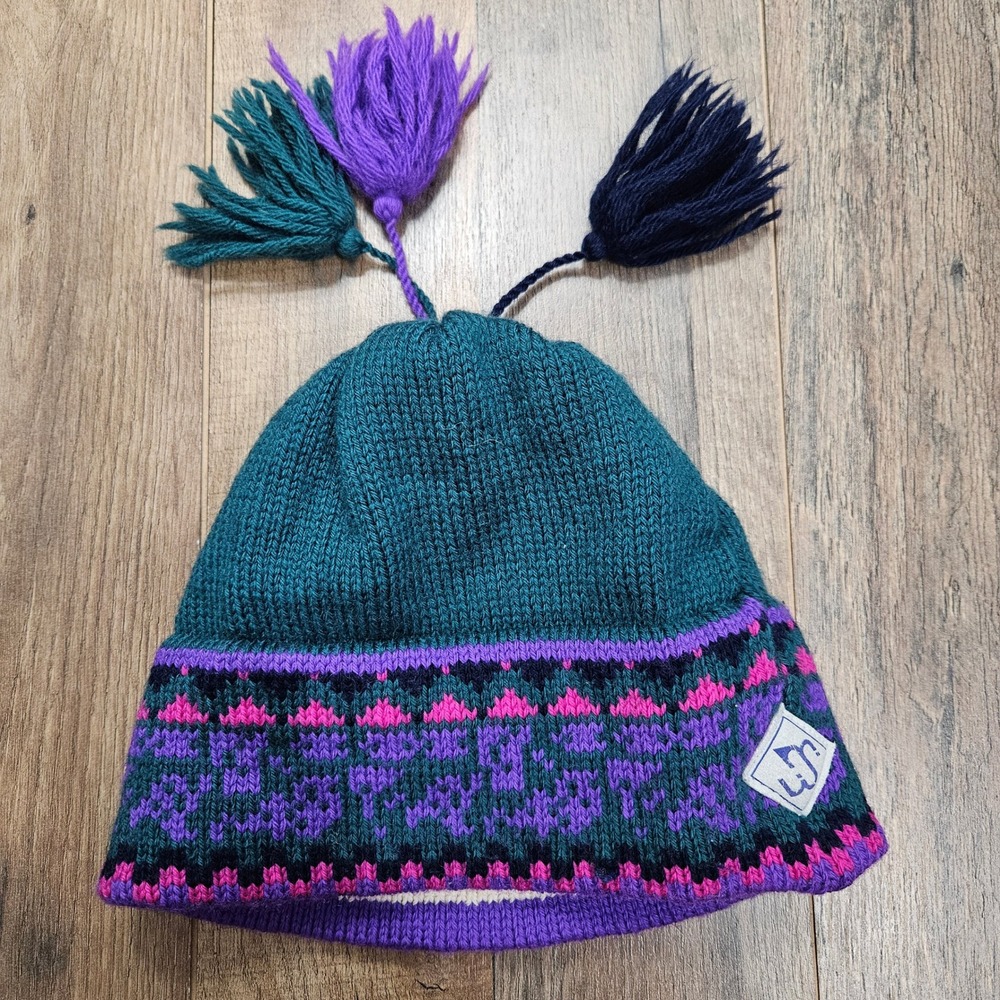 Murray Merkle Sportswear Ltd Fair Isle Tassel Knit Beanie‎ Hat Wool Warm Winter
